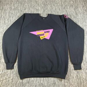 VTG Fruit Of The Loom Made In USA CBS Radio Network 1240AM Sports Retro Black